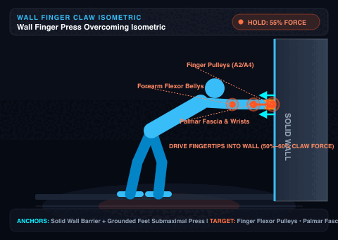 Wall Finger Press Overcoming Isometric with Feet on Floor